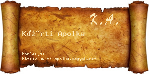 Kürti Apolka névjegykártya